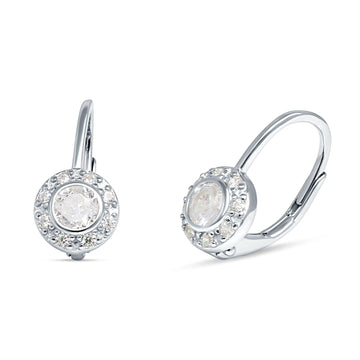 Leverback Round Hoop Earrings Cubic Zirconia 925 Sterling Silver Wholesale